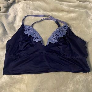 Aerie Blue Lace Trim Pullover Bra
